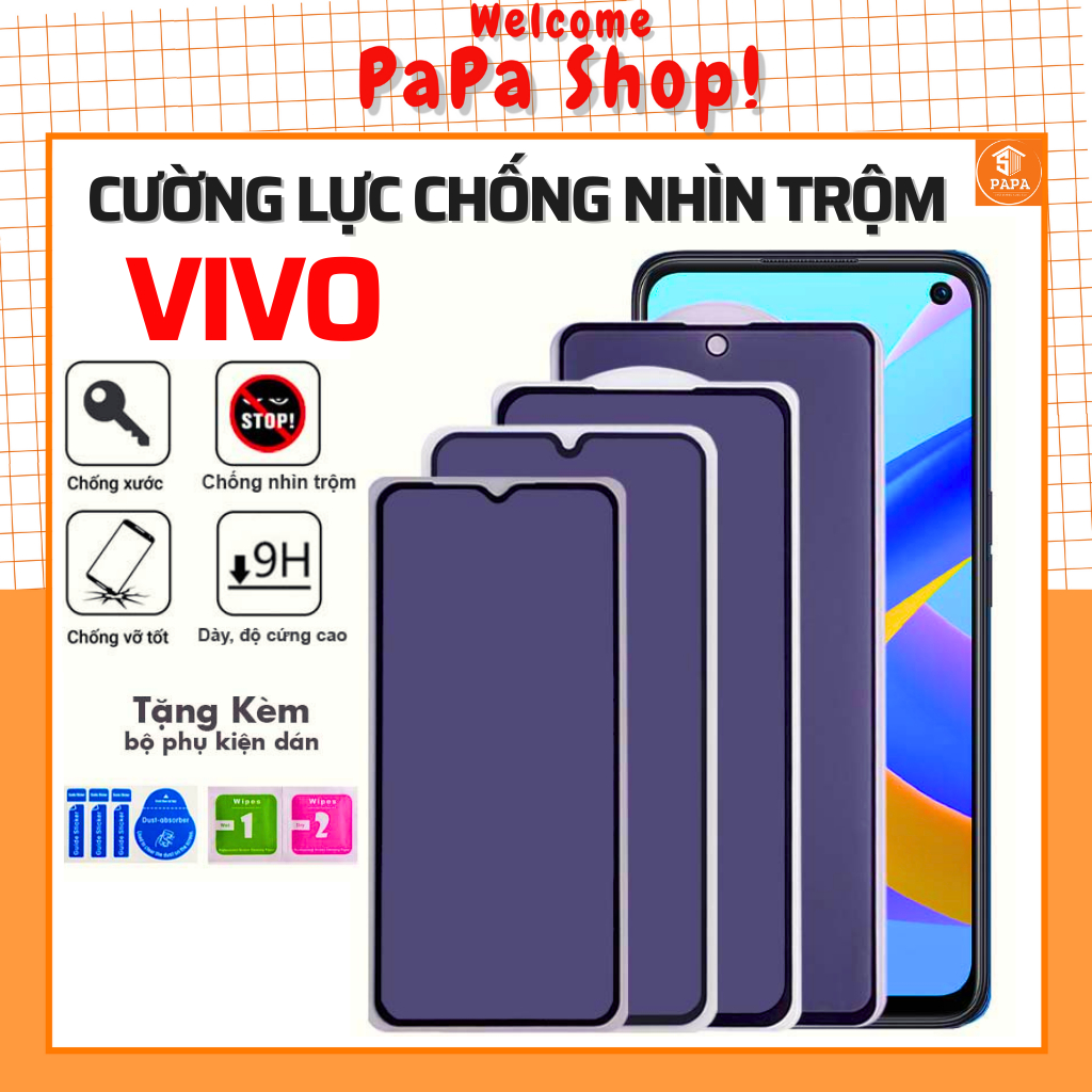 Kính cường lực chống nhìn trộm Vivo Y36 Y12s Y30 Y15a Y15s Y35 Y55 Y33s Y22s Y16 Y21 Y21s Y02s Y01 Y20s V25 V25e V23e