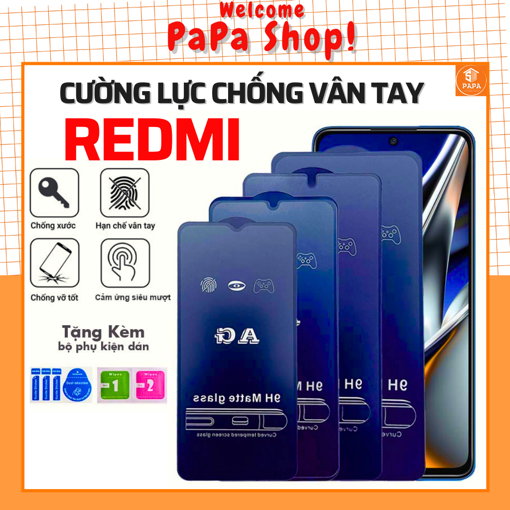 Kính Cường Lực Ag Nhám Xiaomi Redmi Note 12 12s 11 11s Pro Note 10 9 9s 12C A1 A2+ K30 K40 K50 9T 9C 9A 8 7