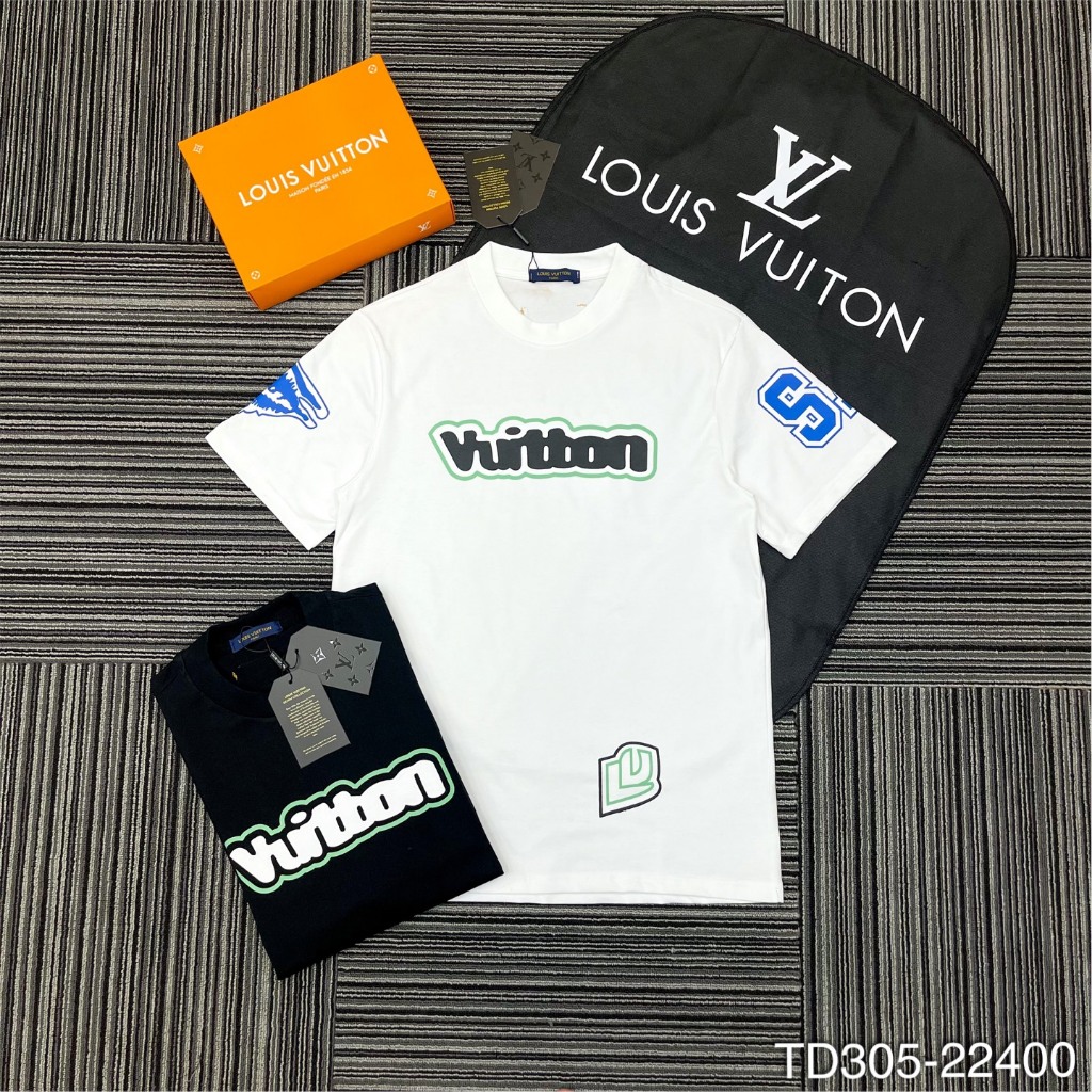 Áo Phông LV Nam In Họa Tiết Chữ Hai Mặt Siêu Đẹp - Áo Thun LV Nam Nữ Thêu Logo Ngược Cực Chất