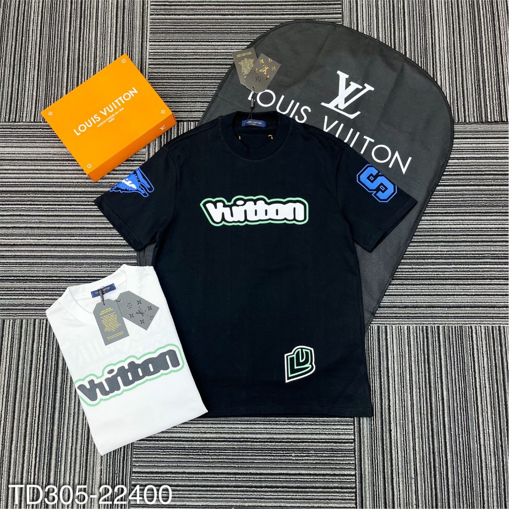 Áo Phông LV Nam In Họa Tiết Chữ Hai Mặt Siêu Đẹp - Áo Thun LV Nam Nữ Thêu Logo Ngược Cực Chất