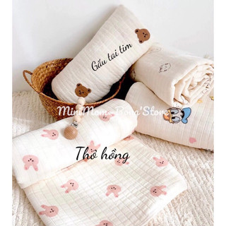 Chăn xô Muslin trần bông cao cấp cho bé MiniMom kt 100x110cm
