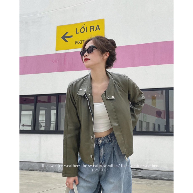 ÁO KHOÁC DA JACKETS DÁNG LỠ KHOÁ KÉO 7113 trendy