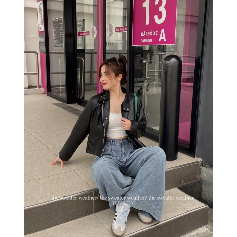 ÁO KHOÁC DA JACKETS DÁNG LỠ KHOÁ KÉO 7113 trendy