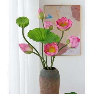 Đài Sen, Lá Sen, Nụ Sen Quan Âm 🌺 Gương Sen Bách Diệp Giả Trang Trí