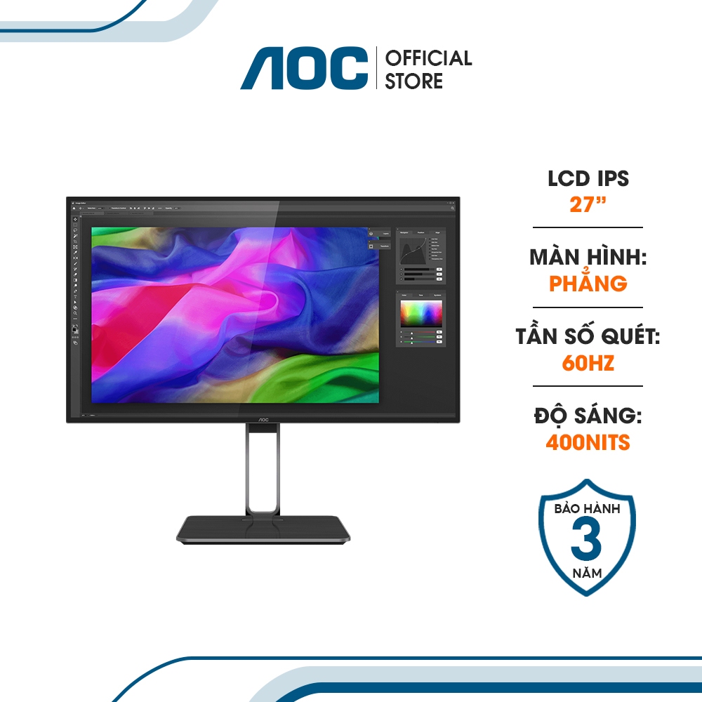 Màn hình LCD AOC U27U2S 27'' I 4K UHD I 60Hz I Nano IPS I 4ms I sRGB 100% I AdaptiveSync