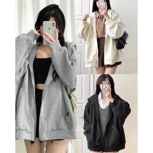 Áo Khoác nỉ xốp ô nam , nữ from rộng Aokhoacnixop132/P11K8