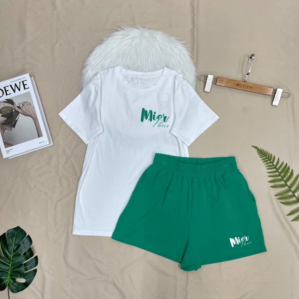 Set đồ nữ đi chơi/mặc nhà in chữ Mior Paris - Bộ đồ nữ thun cotton LOZA - BP10