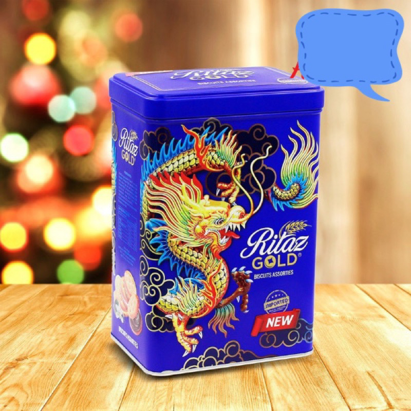 Bánh Ritaz quy bơ rồng vàng, hoa sen, núi phú sĩ, hộp thiếc trụ 180g Malaysia