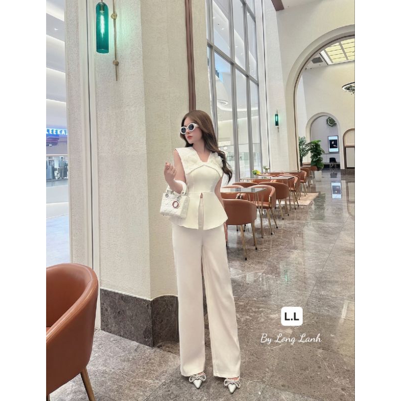 Sét QuẦN suông + Áo xẻ Tà phối Ren Hoa Lông⚘️⚘️🌹