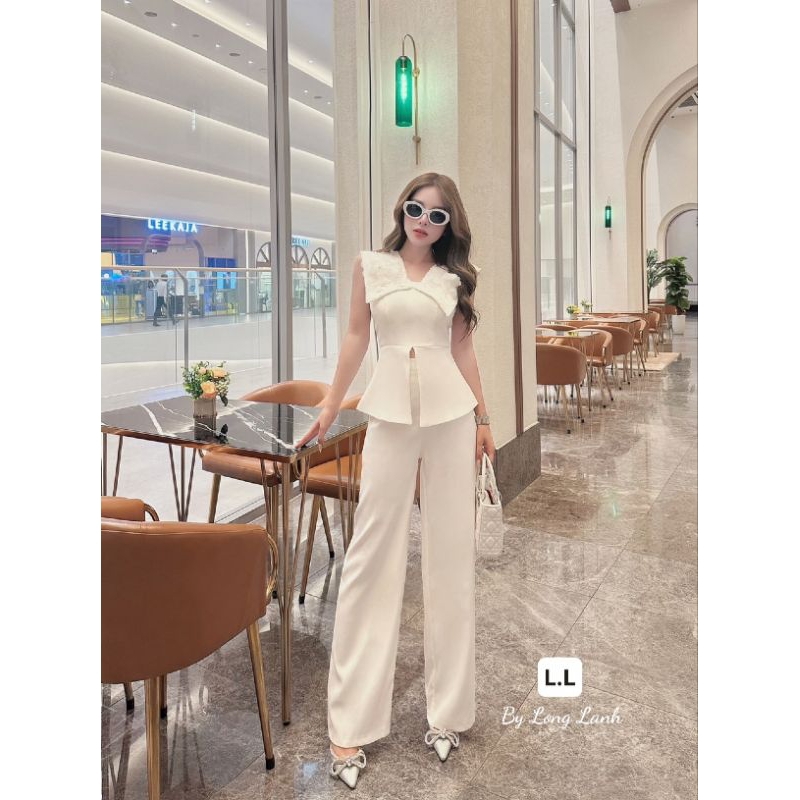 Sét QuẦN suông + Áo xẻ Tà phối Ren Hoa Lông⚘️⚘️🌹