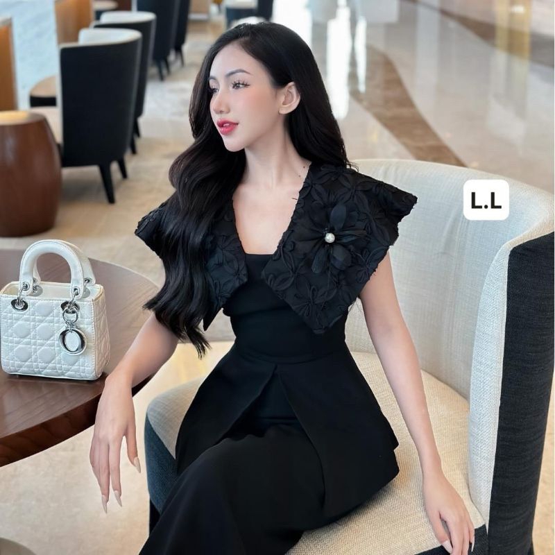 Sét QuẦN suông + Áo xẻ Tà phối Ren Hoa Lông⚘️⚘️🌹