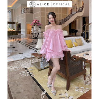 Set Tiểu Thư ALICE Áo 2 Dây Trễ Vai Váy Xếp Li Đính Đá Ngực Kèm Chân Váy Cách Điệu Phong Cách Tiểu Thư Sang Chảnh S388