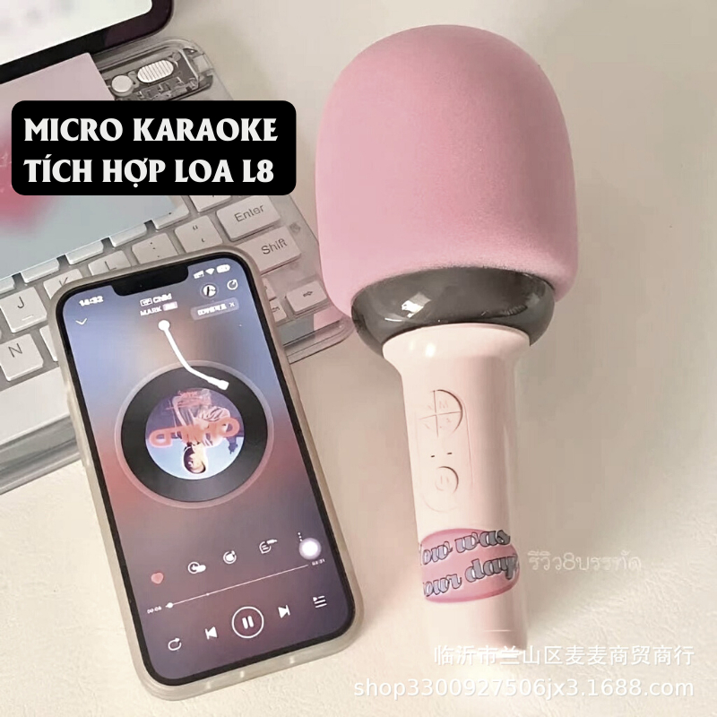 Micro karaoke bluetoolth tích hợp loa, Micro hát karaoke L8 có đèn led RGB, Mic đổi giọng tiện lợi Loa kéo bluetoolth | BigBuy360 - bigbuy360.vn