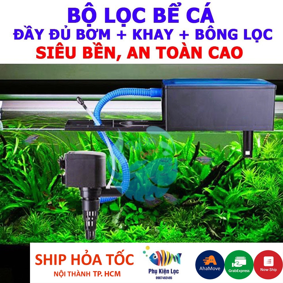 Lọc bể cá loại tốt hàng chính hãng, kèm máy bơm, bông lọc
