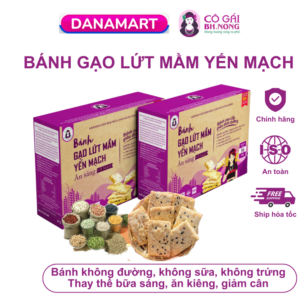 Bánh Gạo Lứt Mầm Yến Mạch Không Đường Cho Người Ăn Kiêng, Giảm Cân, Tiểu Đường