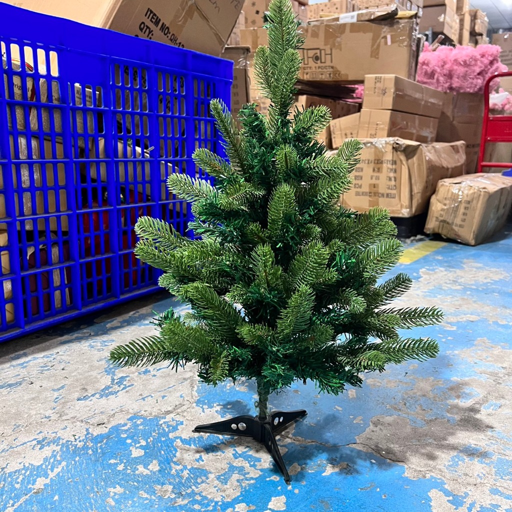 Cây Thông Xanh Mix Lá PVC Và PE C22 Cao 60CM loại tán dày rậm Cây Thông Trang Trí Noel