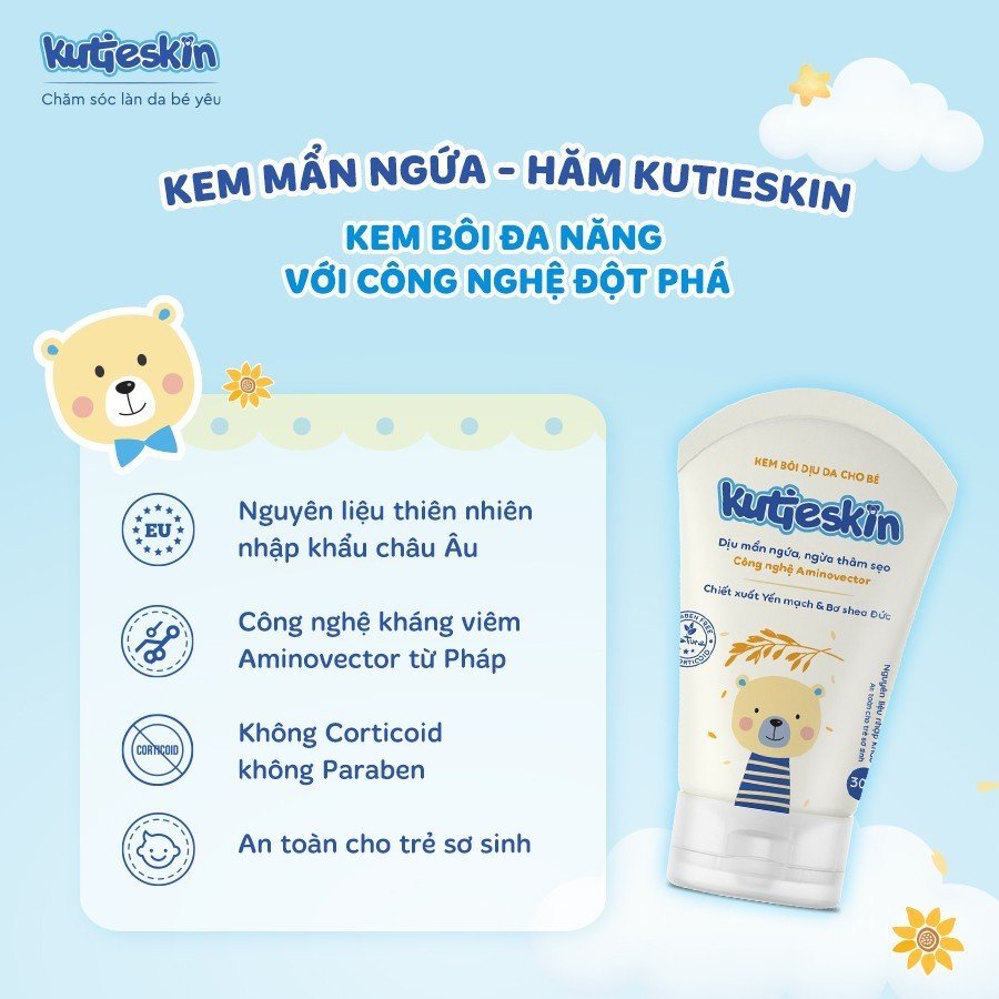 Kutieskin 30gr  - dịu mẩn đỏ, dịu vết ngứa, hăm da, muỗi đốt, côn trùng cắn