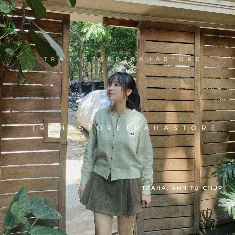 Chân váy ngắn xếp ly lưng cao vintage thu đông 2023