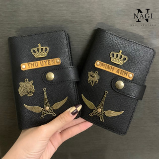 Ví hộ chiếu màu Đen sang trọng (đọc mô tả) - free 1 charm và khắc tên
