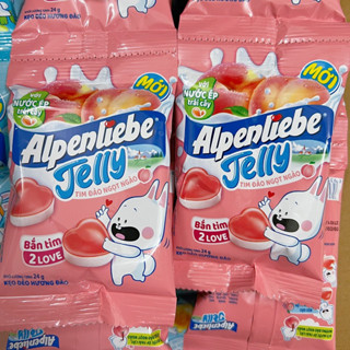   Combo 3gói Kẹo Dẻo Alpenliebe Jelly Có Nhân Vị Trái Cây Biển Xanh Đào Tim Gói 24g 
