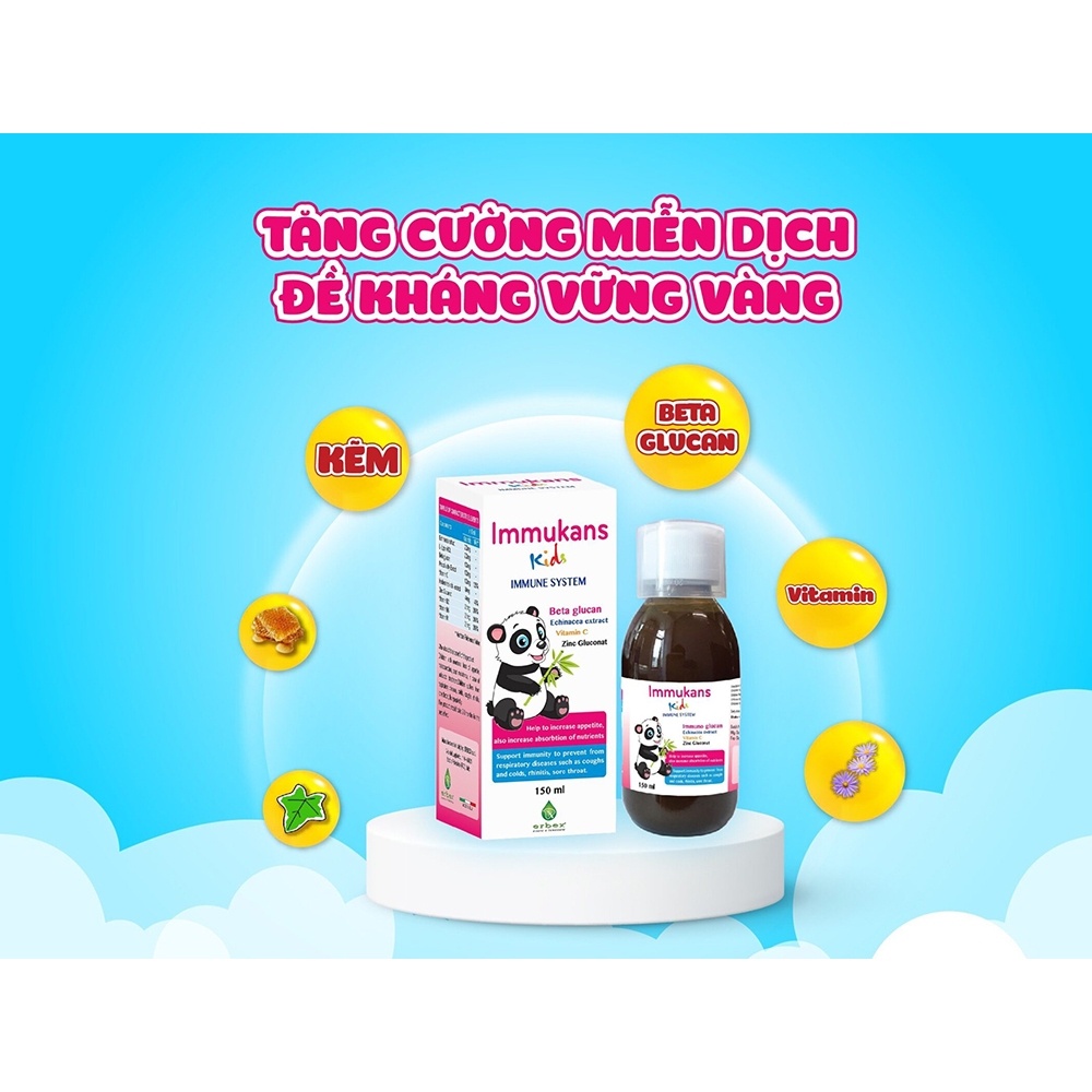Siro Ăn Ngon Cho Bé Immukans Kids Giúp Bé Tiêu Hóa Khỏe, Ăn Ngon Miệng, Tăng Đề Kháng
