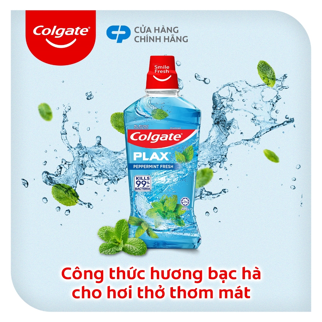 Combo 6 Nước súc miệng Colgate kháng 99% vi khuẩn Plax hương bạc hà 100ml tiết kiệm