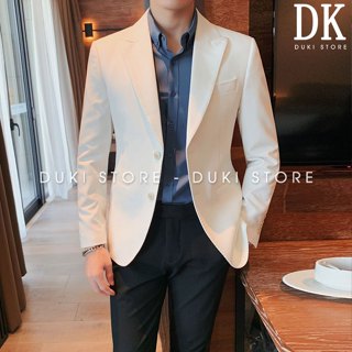 Áo khoác blazer nam, áo vest nam balzer nam màu trắng phong cách Hàn Quốc ADK0013 - DUKI STORE