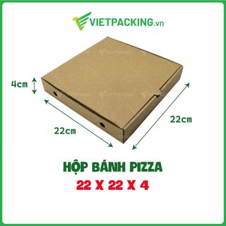 22x22x4 - 25 hộp Pizza nắp gập, có lỗ, đẹp cứng cáp đựng bánh pizza