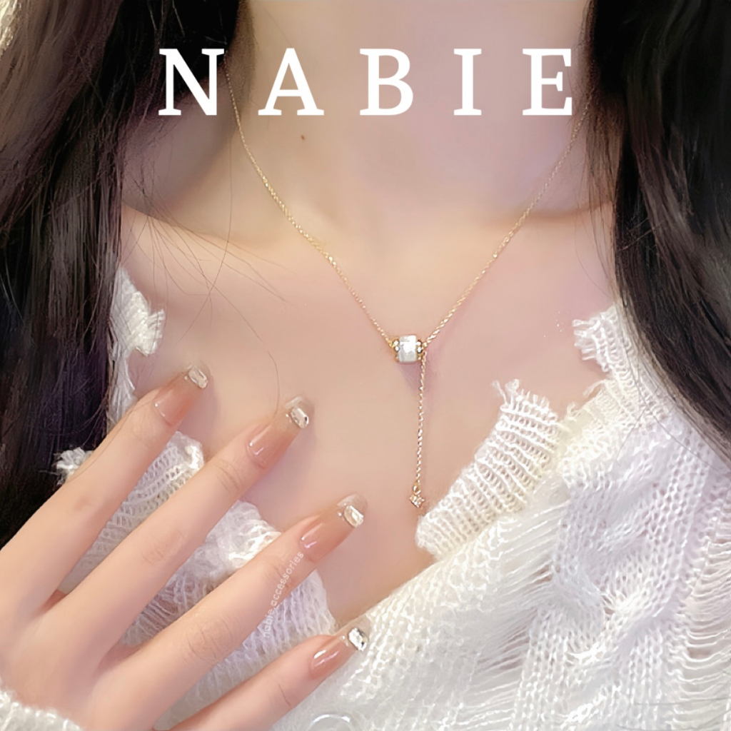 Dây chuyền nữ titan Nabie vòng cổ đính đá opal dáng dài phụ kiện trang sức thời trang hot trend không đen rỉ