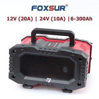 Sạc bình ắc quy 12v 24v 6ah - 300ah foxsur 20a sạc bình ô tô xe máy xe tải pin sắt lifepo4 tự ngắt