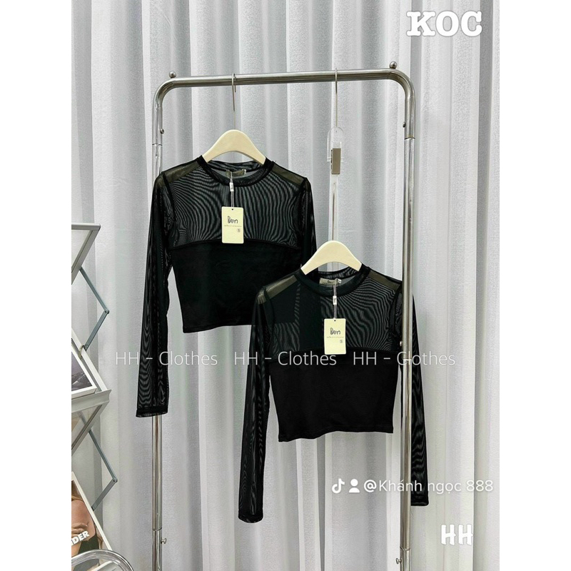 Áo zip phối lưới dáng croptop