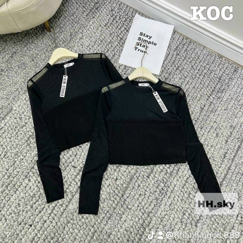 Áo zip phối lưới dáng croptop