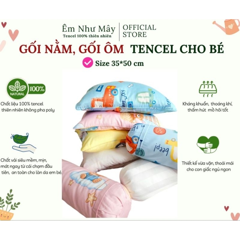 Vỏ gối nằm, gối ôm tencel 100% thiên nhiên, cam kết không pha poly, cực kì mềm mịn mát cho bé