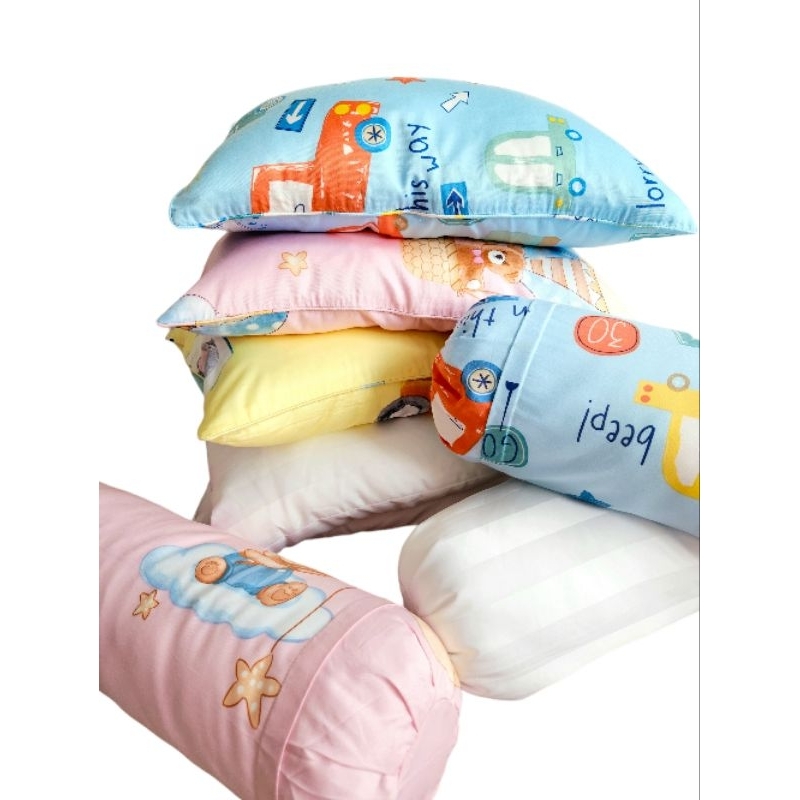 Set gối nằm+ gối ôm tencel lông vũ nhân tạo cho bé