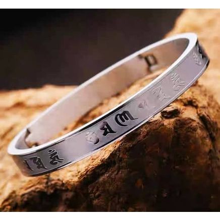 Vòng tay khắc kinh - Vòng đeo tay Titan màu vàng/ trắng có khắc kinh chú PG - đồ trang sức hộ thân