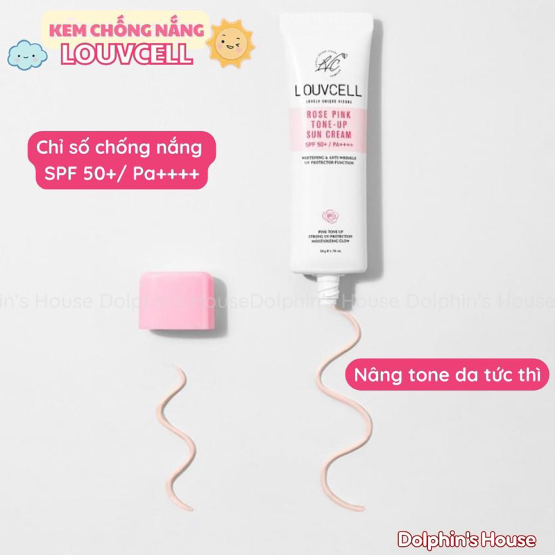 (𝗚𝗼̂́𝗰 𝟱𝟬𝟬𝗸) Kem chống nắng vật lý tế bào gốc hoa hồng nâng tông trắng hồng Louvcell Rose Pink Tone Up SPF50+/ PA++++