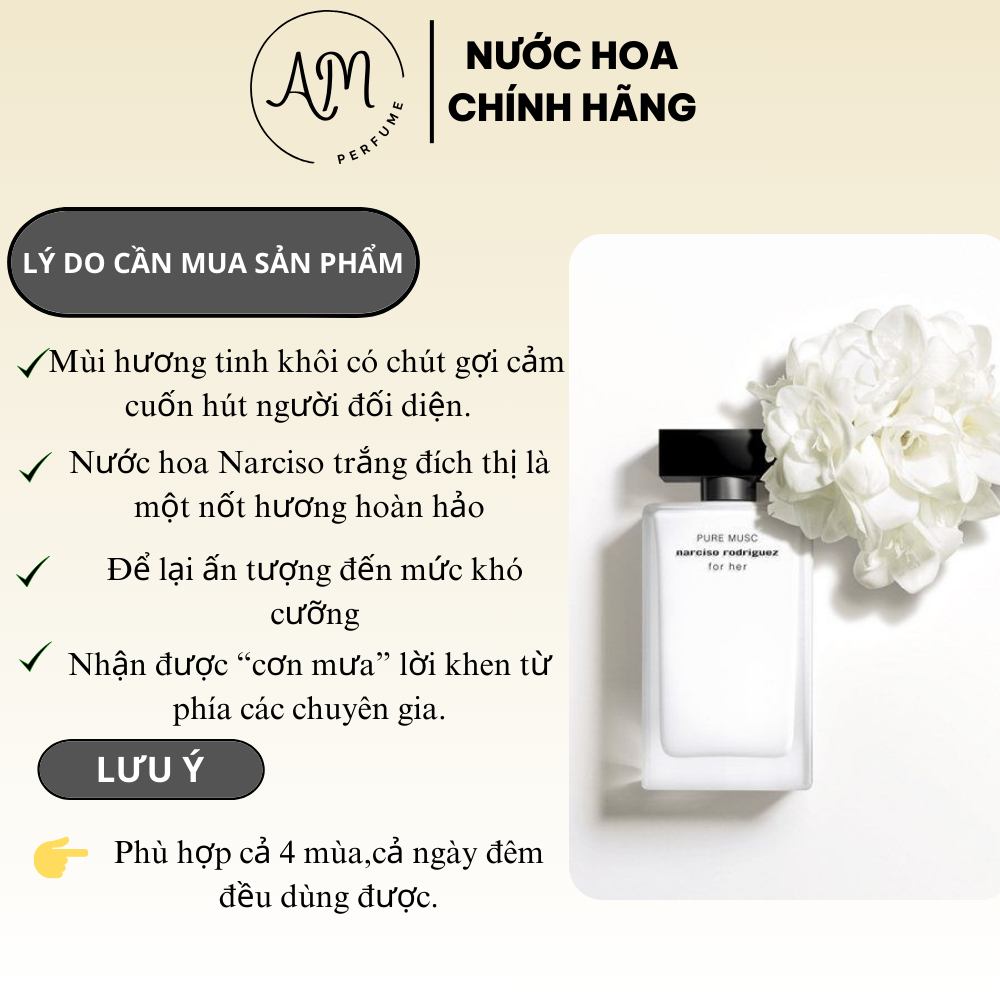 Nước hoa chiết nữ Narciso Rodriguez For Her Pure Musc 10ml chính hãng (nar trắng) - AM Perfume | BigBuy360 - bigbuy360.vn