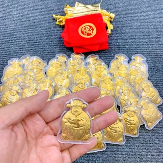 Set 10 thỏi ông thần tài - vía ông thần tài mạ vàng kèm túi nhung phúc lộc