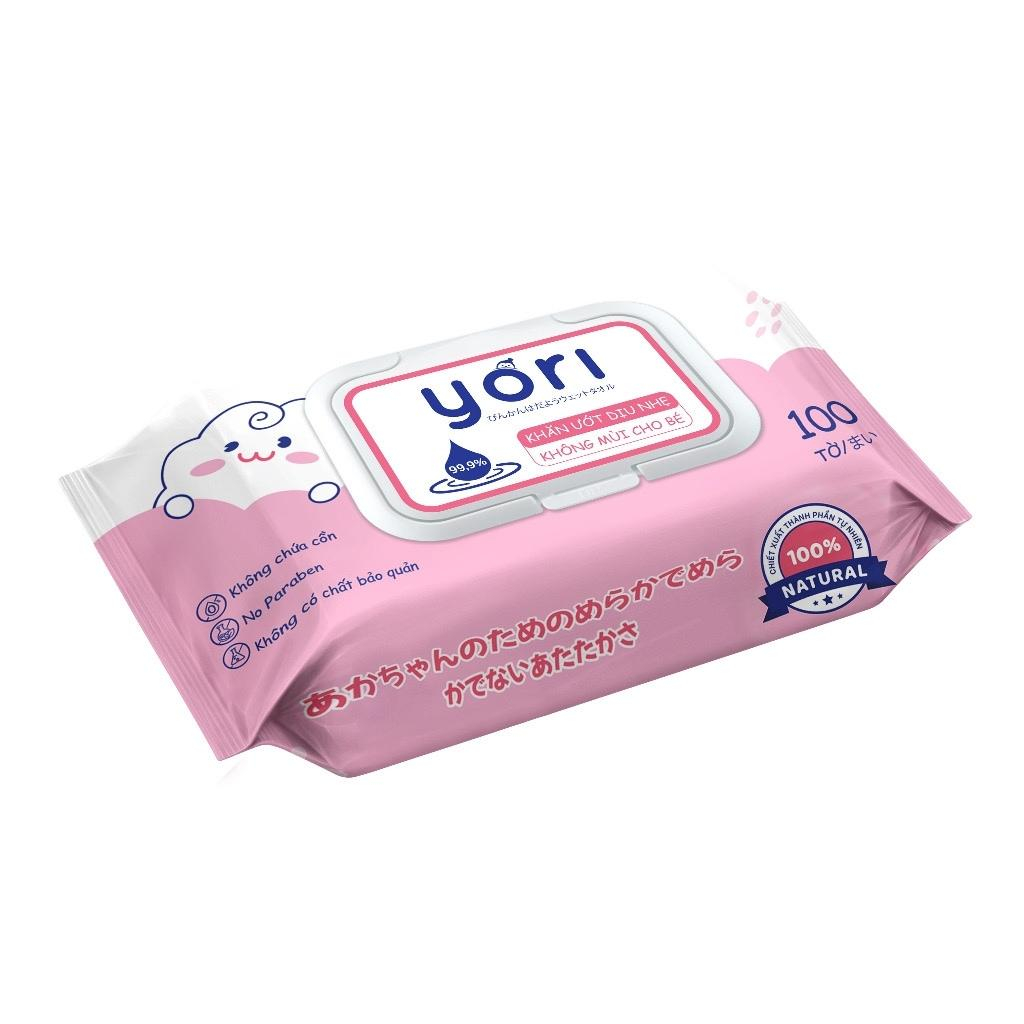 Khăn Ướt Yori Không Mùi Kháng Khuẩn / Giấy Ướt An Toàn Cho Bé Và Cả Gia Đình - Gói 100 Tờ