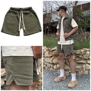 Quần short đùi nam nữ thun nỉ chân cua cotton trơn basic EWIGEN , thể thao , đứng form , gọn gàng thoáng mát - xanh rêu