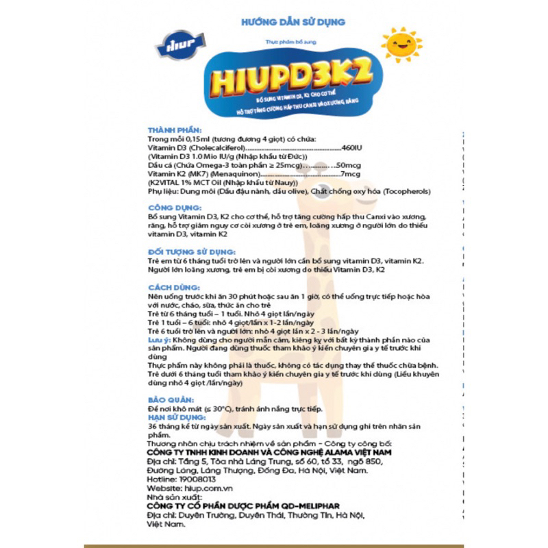 HiupD3K2  Bổ Sung Vitamin D3, K2 giúp tăng cường hấp thu Canxi