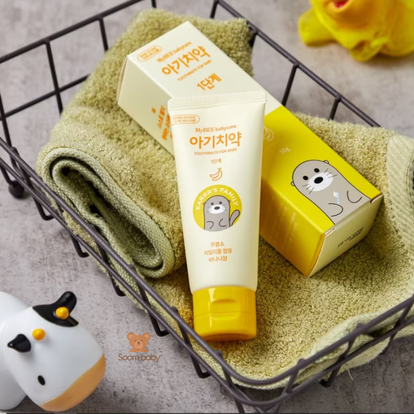Kem đánh răng nuốt được không chứa flourine cho bé 0-2 tuổi MyBee Hàn Quốc chính hãng
