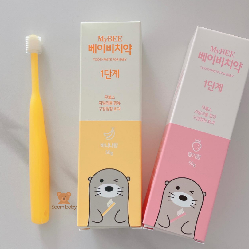 Kem đánh răng nuốt được không chứa flourine cho bé 0-2 tuổi MyBee Hàn Quốc chính hãng