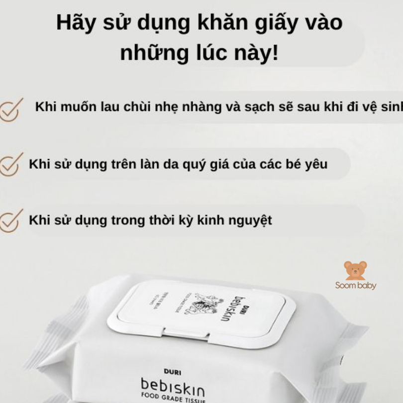 Giấy ướt tự phân hủy sinh học Duri Bebiskin Hàn Quốc