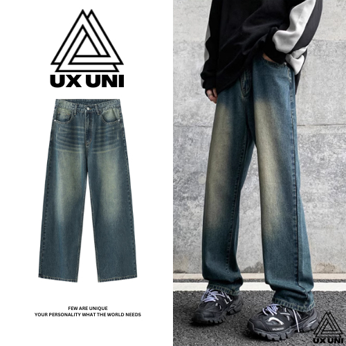Quần Jean Ống Rộng Nam Nữ Phong Cách Retro Unisex WASH Medium Blue Hàng Cao Cấp - UXQ02 - UX UNI