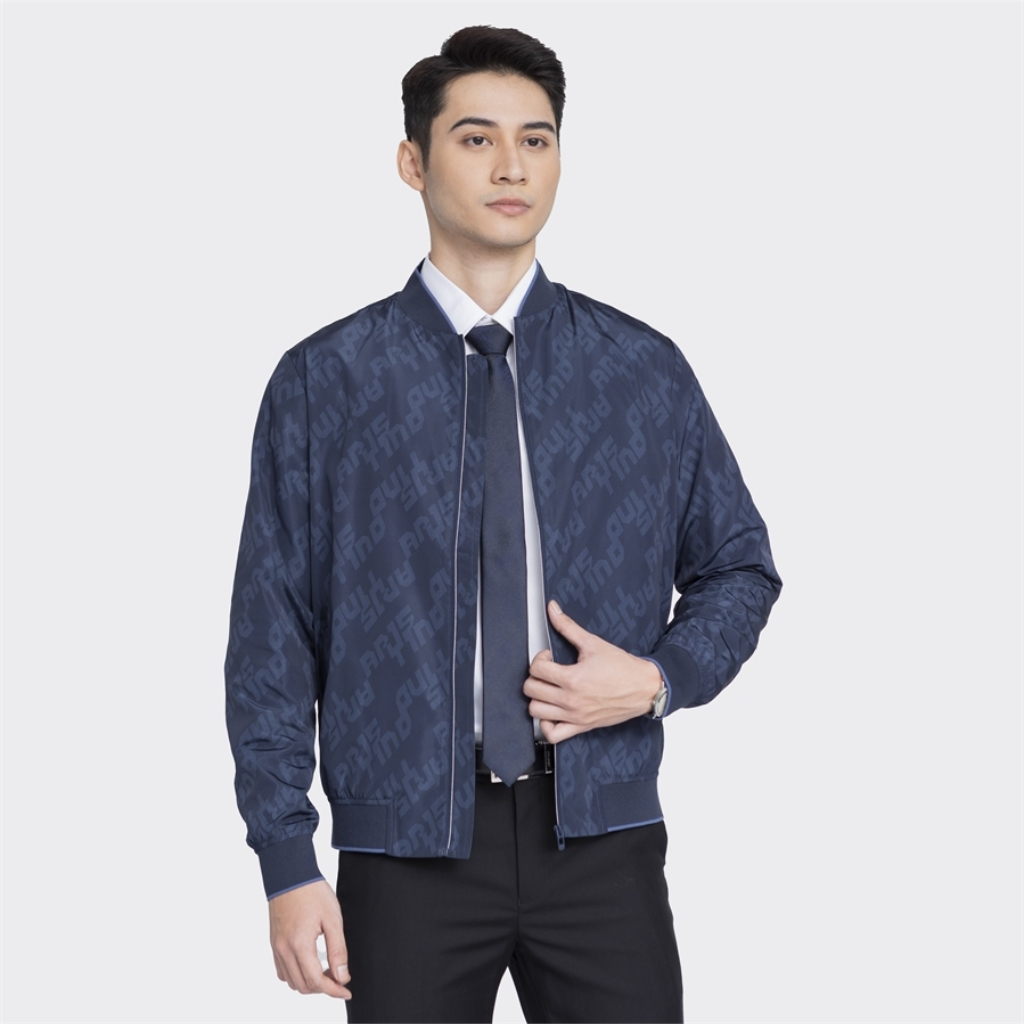 Áo khoác bomber 2 lớp nam ARISTINO AJK030W3 trơn màu vải Polyester dáng Regular fit suông vừa cổ bomber thời trang