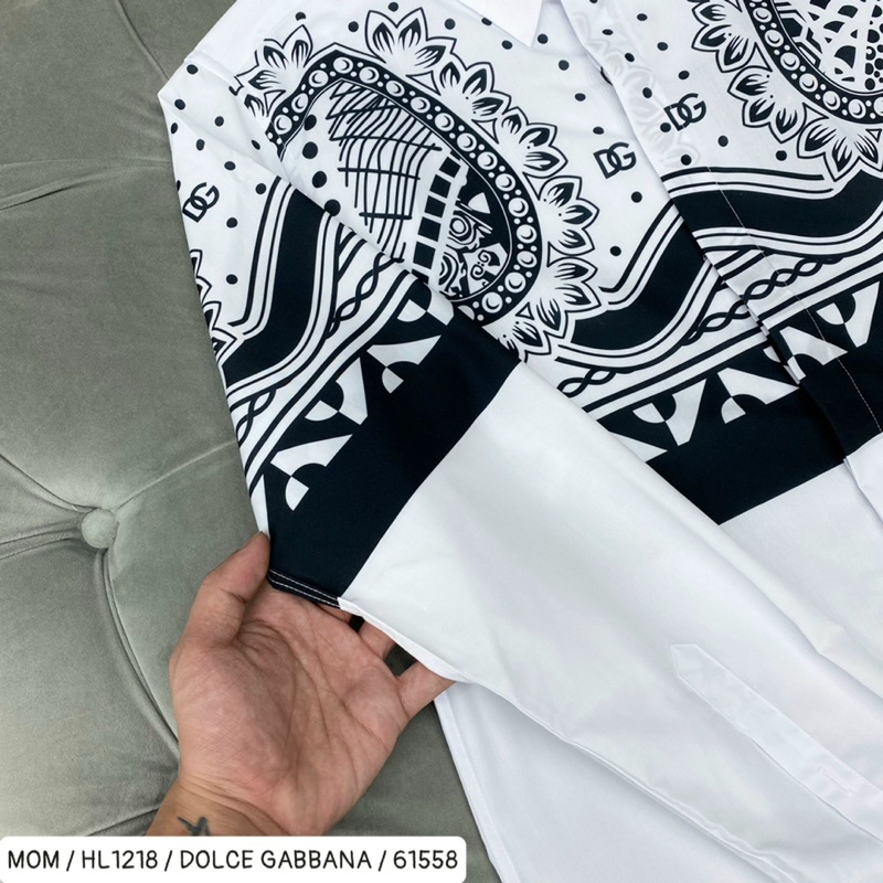 Áo sơ mi nam dg dài tay có hoạ tiết hình hai màu trắng đen thời trang phong cách giới trẻ có size từ s đến xl