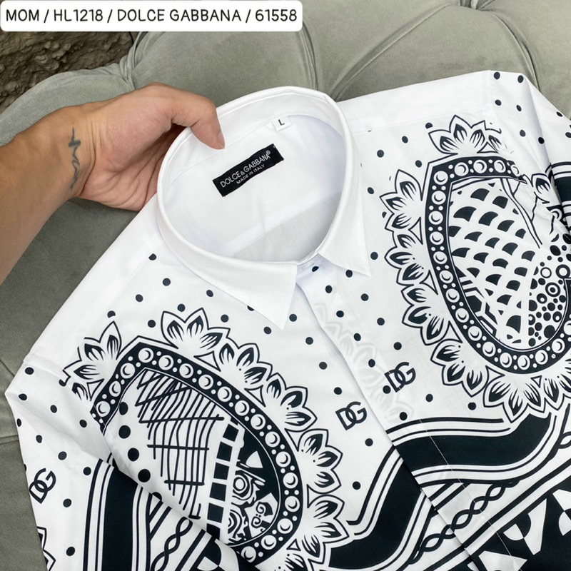 Áo sơ mi nam dg dài tay có hoạ tiết hình hai màu trắng đen thời trang phong cách giới trẻ có size từ s đến xl