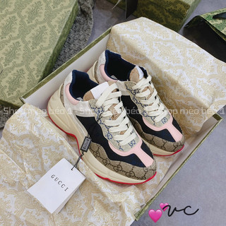 Giày thể thao sneaker gc viền hồng phản quang vân hoạ tiết fullbox