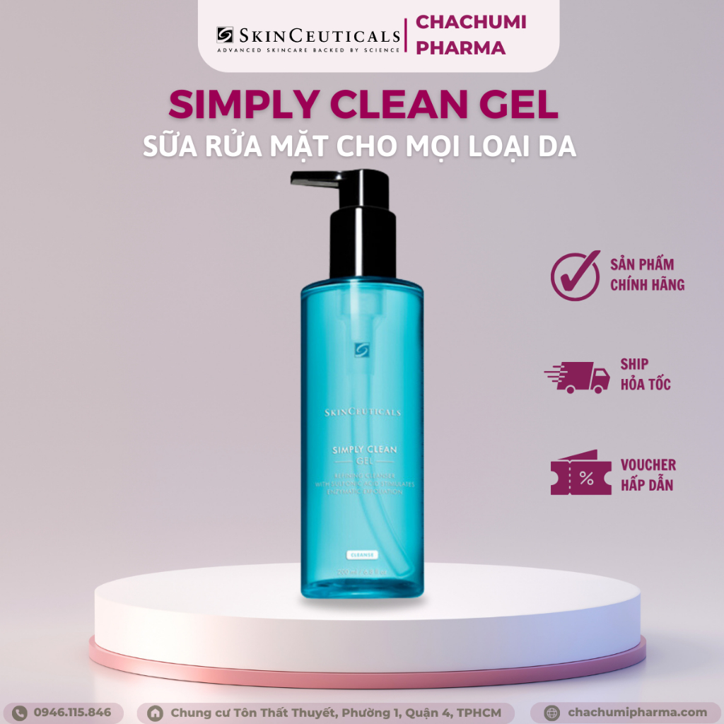sữa rửa mặt skinceuticals simply clean gel 200ml (Mỹ)